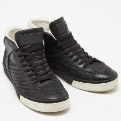 Louis Vuitton Black Leather,Monogram Canvas and Suede Line Up High Top Sneakers Size 43