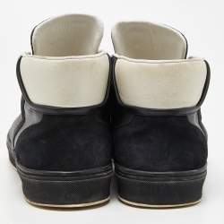 Louis Vuitton Black Leather,Monogram Canvas and Suede Line Up High Top Sneakers Size 43