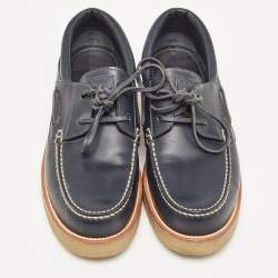 Louis Vuitton Navy Blue Leather  Lace Up Loafers Size  42