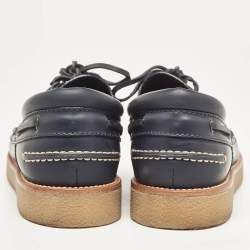 Louis Vuitton Navy Blue Leather  Lace Up Loafers Size  42