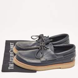Louis Vuitton Navy Blue Leather  Lace Up Loafers Size  42