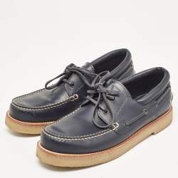 Louis Vuitton Navy Blue Leather  Lace Up Loafers Size  42