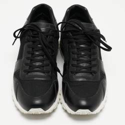Pre Owned Louis Vuitton Black/Grey Leather and Mesh Run Away Sneakers Size 43