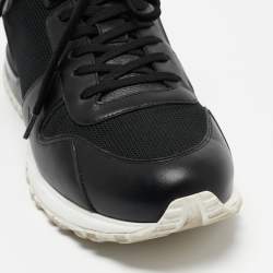 Pre Owned Louis Vuitton Black/Grey Leather and Mesh Run Away Sneakers Size 43