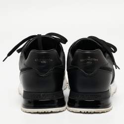 Pre Owned Louis Vuitton Black/Grey Leather and Mesh Run Away Sneakers Size 43
