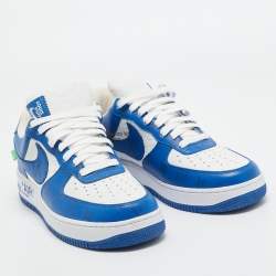 Louis Vuitton X Nike Blue/White Leather Nike Air Force 1 Low Top Sneakers Size 42