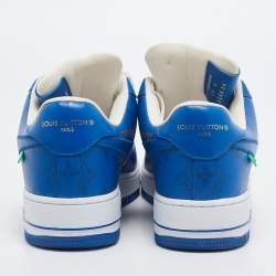Louis Vuitton X Nike Blue/White Leather Nike Air Force 1 Low Top Sneakers Size 42
