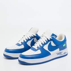 Louis Vuitton X Nike Blue/White Leather Nike Air Force 1 Low Top Sneakers Size 42
