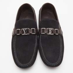 Louis Vuitton Navy Blue Suede Hockenheim Loafers Size 43.5 