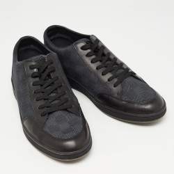 مملوكة مسبقًا Louis Vuitton Black Damier Graphite Canvas and Leather Offshore Low Top Sneakers Size 42.5