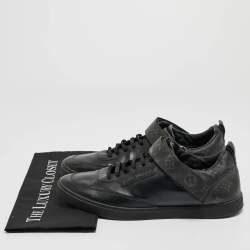 مملوكة مسبقًا Louis Vuitton Black Leather and Monogram Canvas Passenger Sneakers Size 42.5