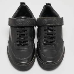 Louis Vuitton Black Leather and Monogram Canvas Passenger Sneakers Size 42.5