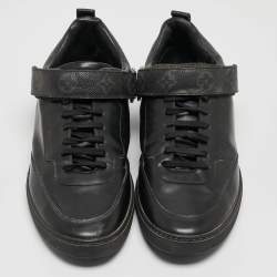 مملوكة مسبقًا Louis Vuitton Black Leather and Monogram Canvas Passenger Sneakers Size 42.5
