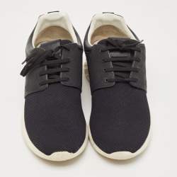 Pre Owned Louis Vuitton Black Mesh and Leather Damier Fastlane Sneakers Size 43.5
