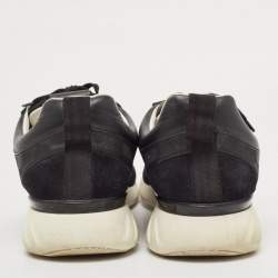 Pre Owned Louis Vuitton Black Mesh and Leather Damier Fastlane Sneakers Size 43.5