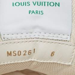 Louis Vuitton White/Green Leather and Mesh Low Top Sneakers Size 40