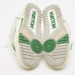 Louis Vuitton White/Green Leather and Mesh Low Top Sneakers Size 40