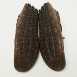 Pre Owned Louis Vuitton Brown Monogram Canvas Slip On Loafers Size 42.5