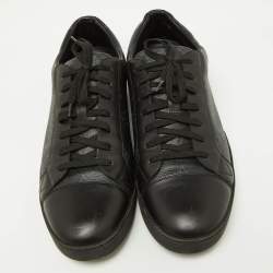 Louis Vuitton Black Leather and Monogram Eclipse Canvas Match Up Sneaker Size 42.5