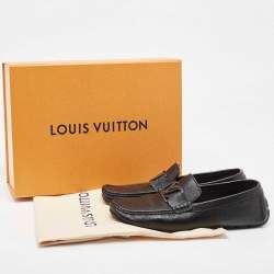 مملوكة مسبقًا Louis Vuitton Black Leather Monte Carlo Slip On Loafers Size 41.5