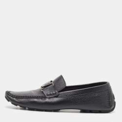 مملوكة مسبقًا Louis Vuitton Black Leather Monte Carlo Slip On Loafers Size 41.5