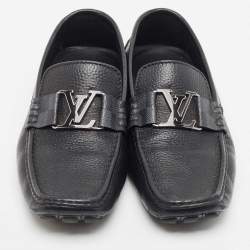 مملوكة مسبقًا Louis Vuitton Black Leather Monte Carlo Slip On Loafers Size 41.5
