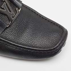 مملوكة مسبقًا Louis Vuitton Black Leather Monte Carlo Slip On Loafers Size 41.5