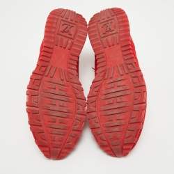 Louis Vuitton Red Leather and Mesh Runaway Damier Sneakers Size 43