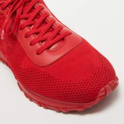 Louis Vuitton Red Leather and Mesh Runaway Damier Sneakers Size 43