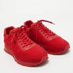Louis Vuitton Red Leather and Mesh Runaway Damier Sneakers Size 43
