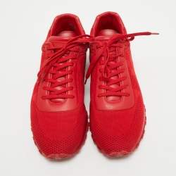 Louis Vuitton Red Leather and Mesh Runaway Damier Sneakers Size 43
