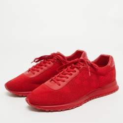 Louis Vuitton Red Leather and Mesh Runaway Damier Sneakers Size 43