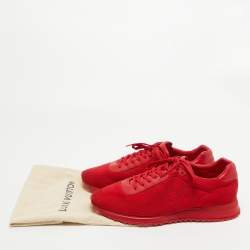 Louis Vuitton Red Leather and Mesh Runaway Damier Sneakers Size 43