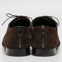 Pre Owned Louis Vuitton Brown Suede Lace Up Oxfords Size 42.5