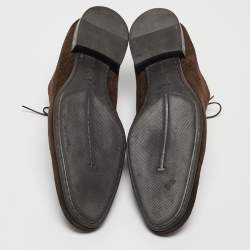 Pre Owned Louis Vuitton Brown Suede Lace Up Oxfords Size 42.5