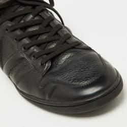 Louis Vuitton Black Leather and Calfhair Trainer High Top Sneakers Size 43
