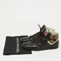 Louis Vuitton Black Leather and Calfhair Trainer High Top Sneakers Size 43
