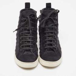 Louis Vuitton Black Monogram Neoprene and Suede Stellar High Top Sneakers Size  38