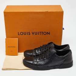 Louis Vuitton Black Leather and Monogram Coated Canvas Match Up Sneakers Size 42