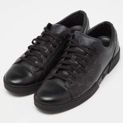 Louis Vuitton Black Leather and Monogram Coated Canvas Match Up Sneakers Size 42