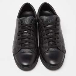 Louis Vuitton Black Leather and Monogram Coated Canvas Match Up Sneakers Size 42
