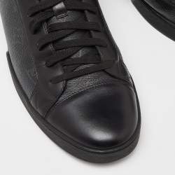 Louis Vuitton Black Leather and Monogram Coated Canvas Match Up Sneakers Size 42