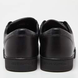 Louis Vuitton Black Leather and Monogram Coated Canvas Match Up Sneakers Size 42