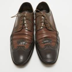 مملوكة مسبقًا Louis Vuitton Tricolor Brogue Leather Lace Up Derby Size 44