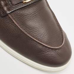 Louis Vuitton Brown Leather Slip On Loafers Size 41.5 