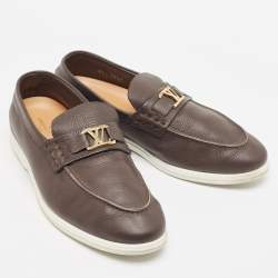 Louis Vuitton Brown Leather Slip On Loafers Size 41.5 