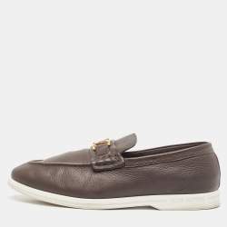 Louis Vuitton Brown Leather Slip On Loafers Size 41.5 