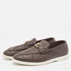 Louis Vuitton Brown Leather Slip On Loafers Size 41.5 