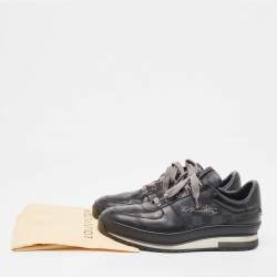 Louis Vuitton Black/Grey Damier Graphite Canvas & Leather Harlem Low-Top Sneakers Size 41.5
