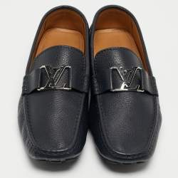 مملوكة مسبقًا Louis Vuitton Navy Blue Leather Monte Carlo Loafers Size 42.5